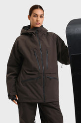 Women's Coffee Multifunctional Waterproof Insulated Snow Jacket